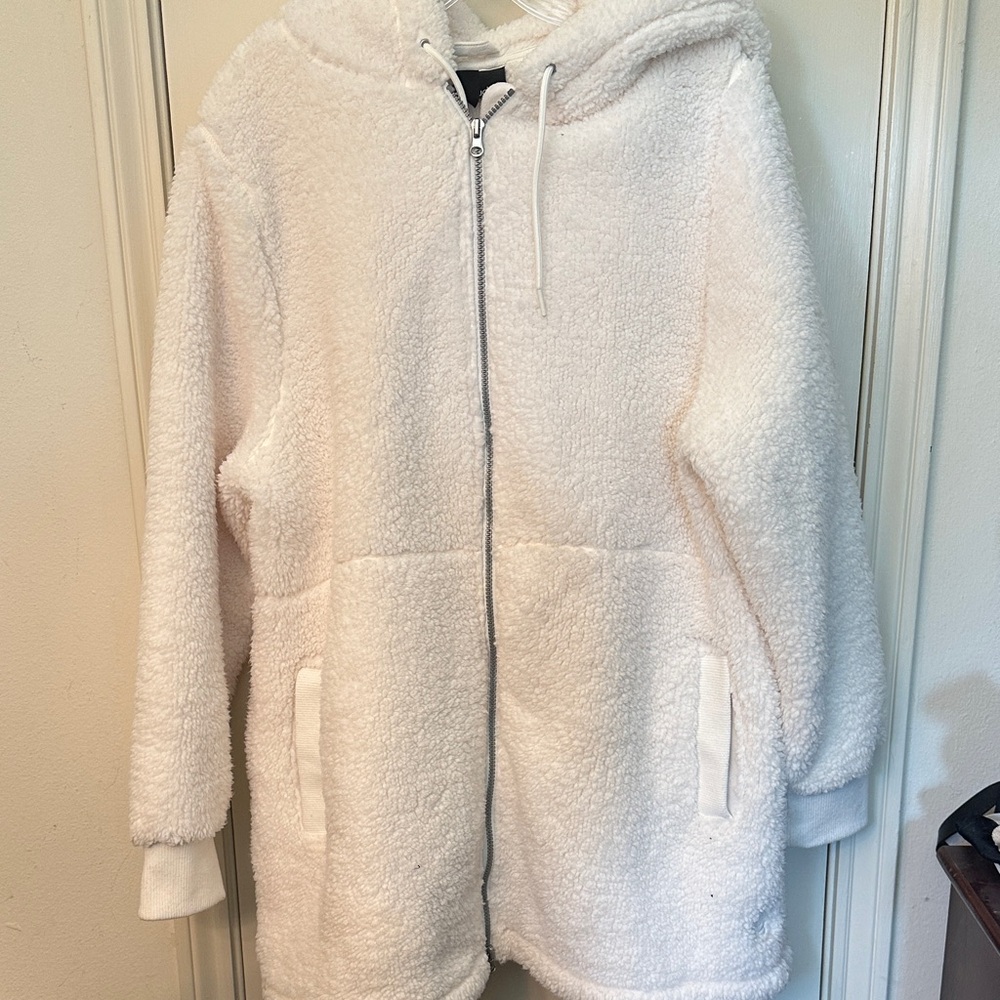 Cuddl Duds Cream Teddy Jacket with Hood